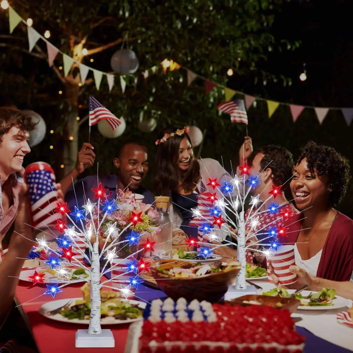 Deluxe Patriotic LED Star Tree Lights (2 Packs)
