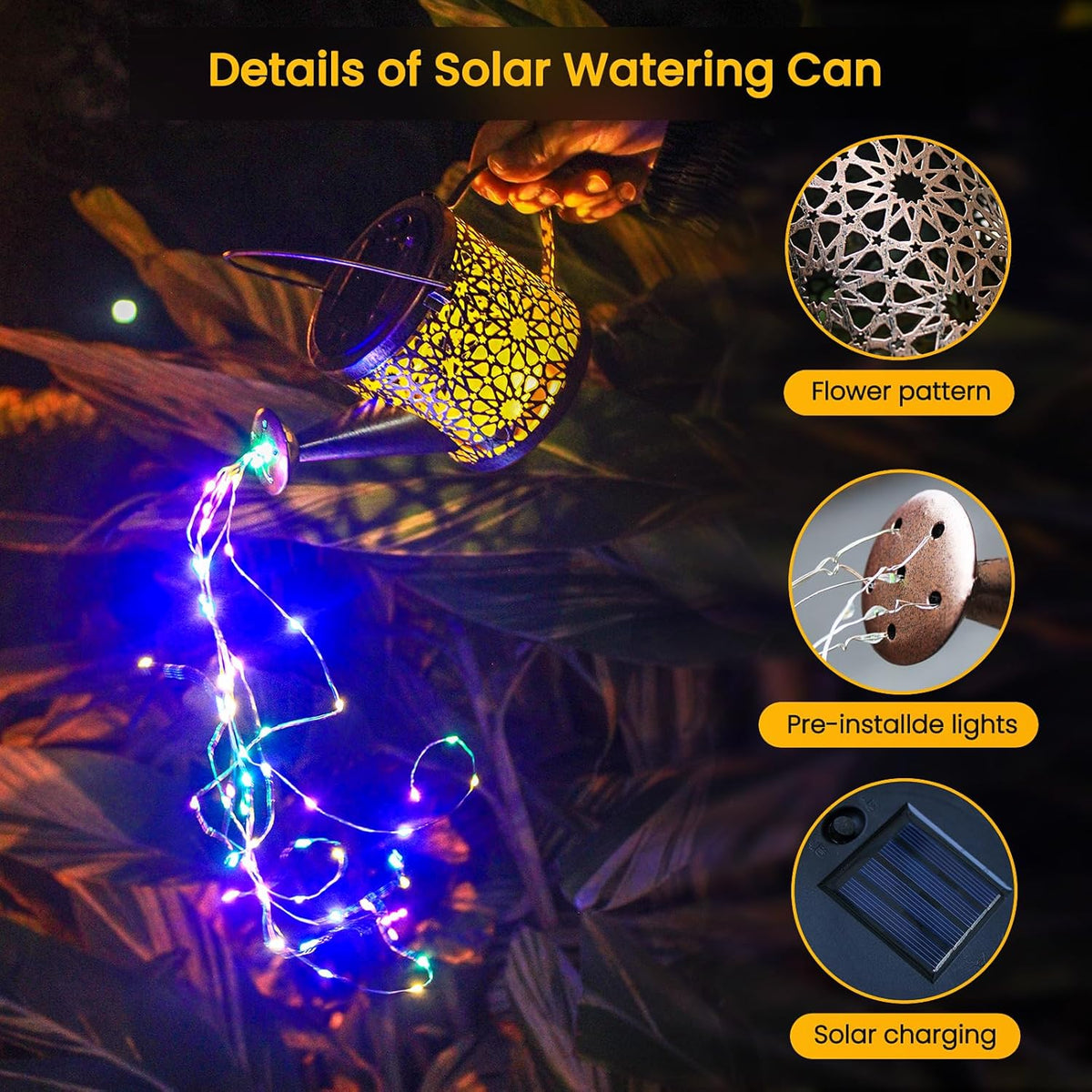 2026 Solar Powered Starry Watering Can (IP65 Waterproof)