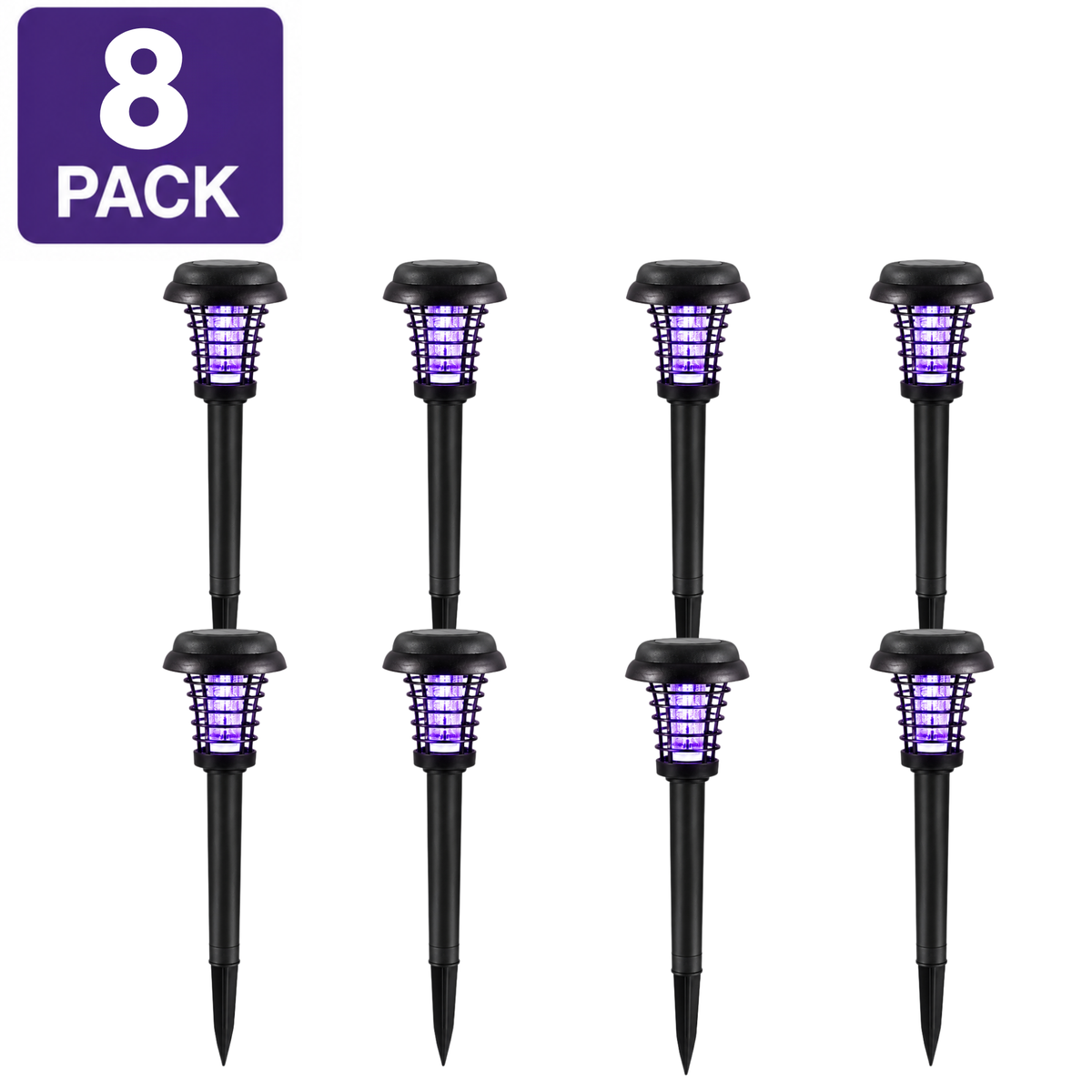 Solar Mosquito Zapper Garden Lights with Purple Bug-Zapping Light & Warm Pathway Glow