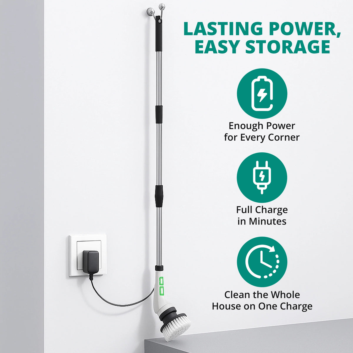 7-in-1 Electric Spin Scrubber with Long Handle for Effortless Deep Cleaning