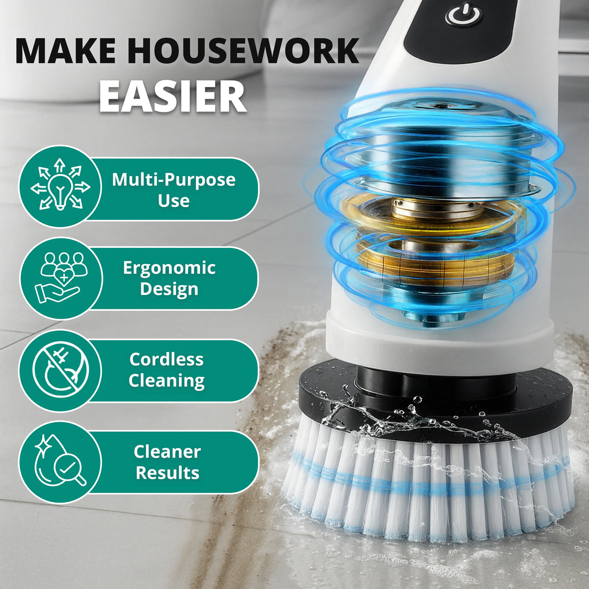 7-in-1 Electric Spin Scrubber with Long Handle for Effortless Deep Cleaning