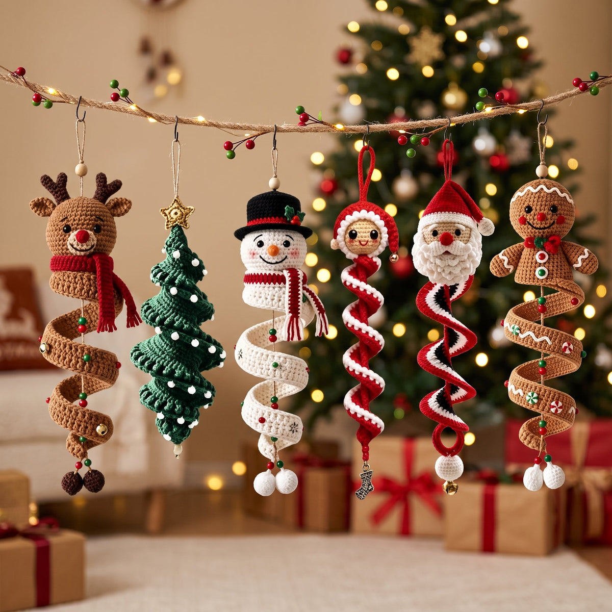 🔥3D Christmas Crafts Kit🎁Crochet Snowman Spiral Ornament DIY Kit✨