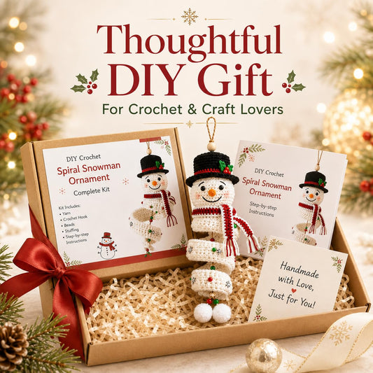 🔥3D Christmas Crafts Kit🎁Crochet Snowman Spiral Ornament DIY Kit✨